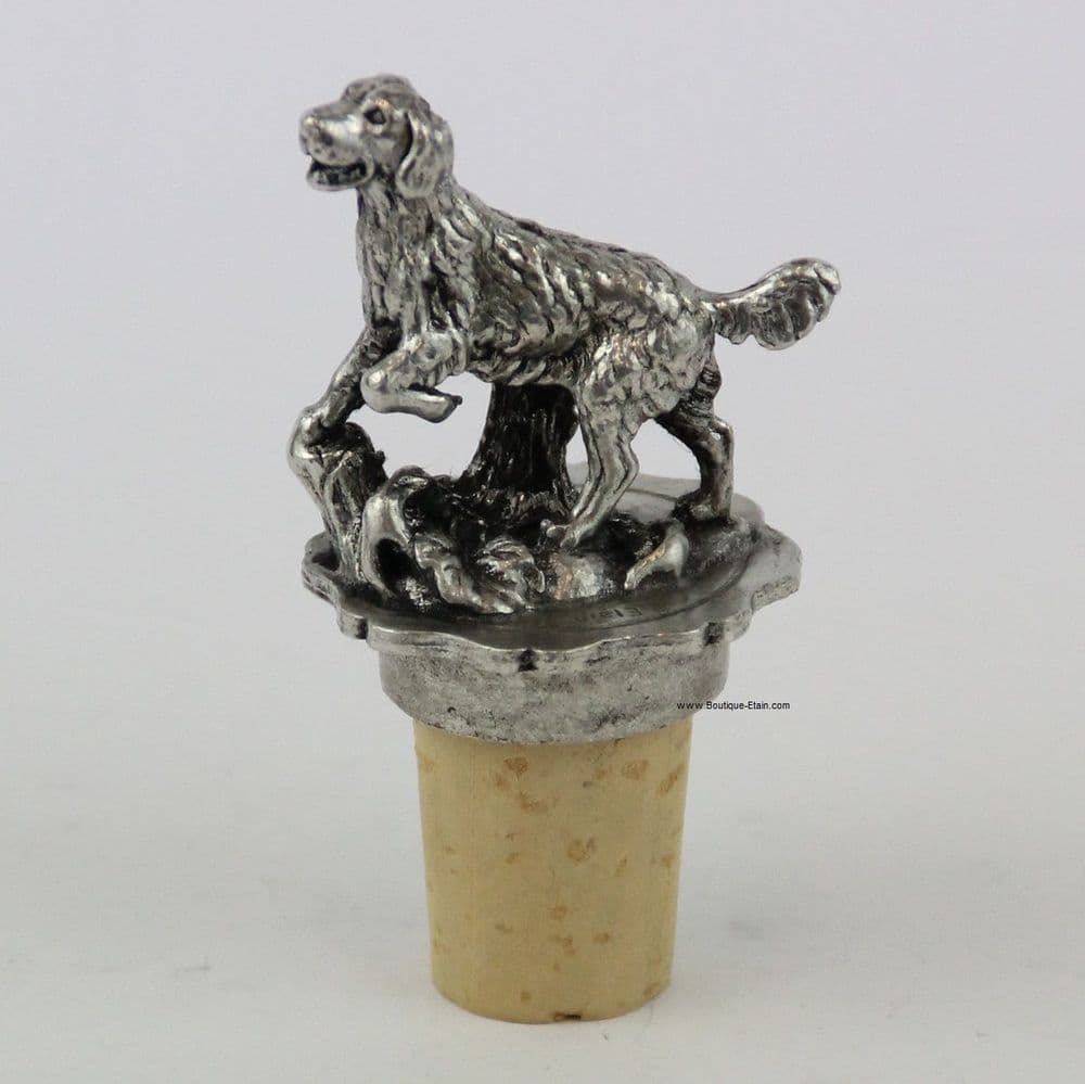 Bouchon chien de chasse en étain