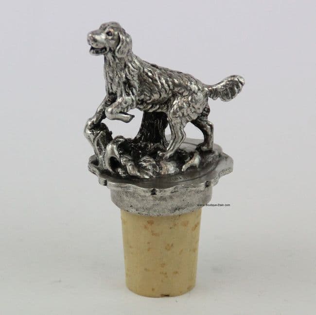 Bouchon chien de chasse en étain