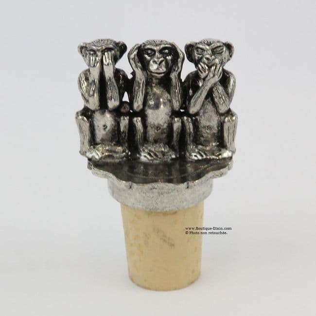 Bouchon en étain les 3 singes
