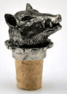 Bouchon pour bouteille de vin décor sanglier en étain