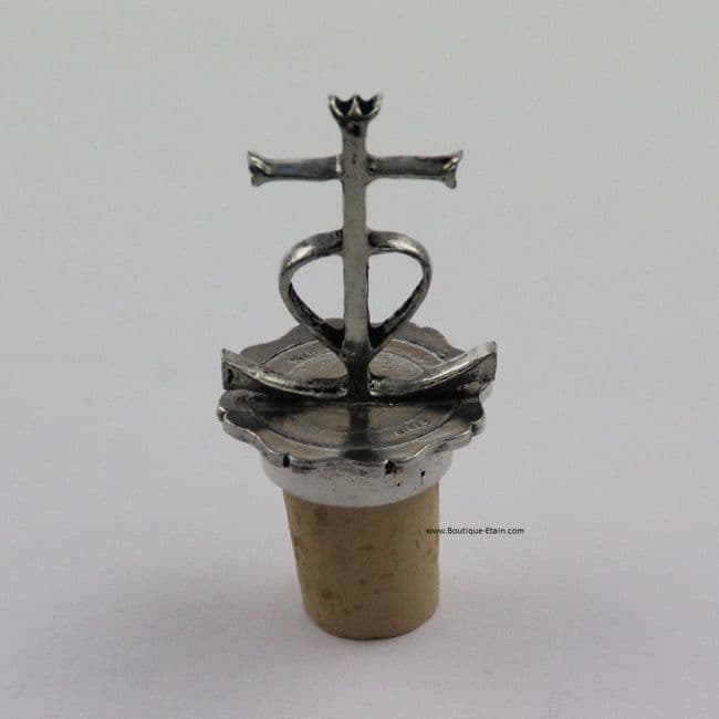 Bouchon à vin Croix de Camargue en étain