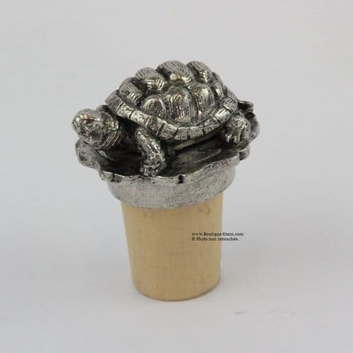 Bouchon à vin décor tortue en étain