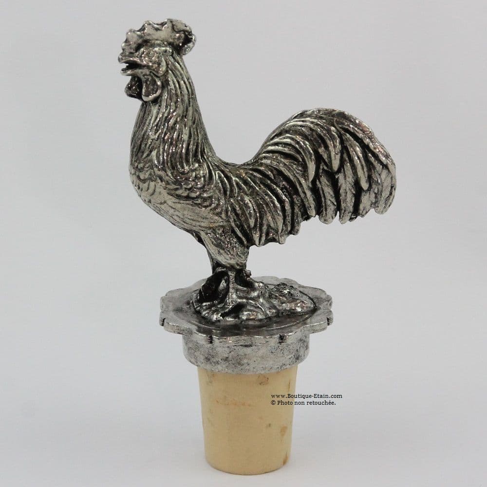 Bouchon à vin en étain décor coq