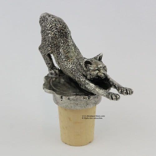 Bouchon à vin en étain motif chat