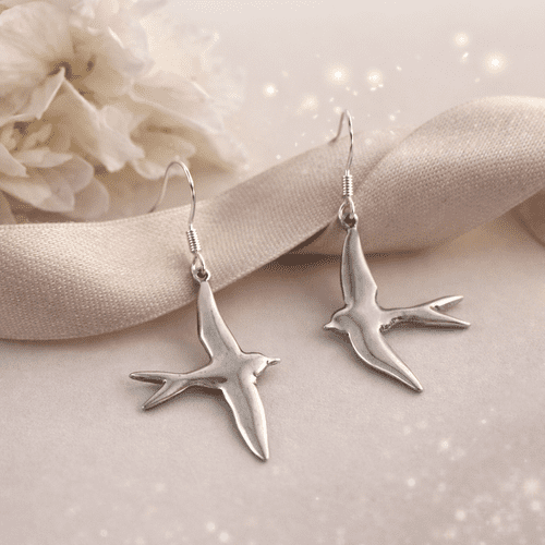 Boucles d'oreilles oiseaux en étain