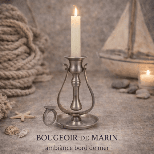 Bougeoir de marin en étain