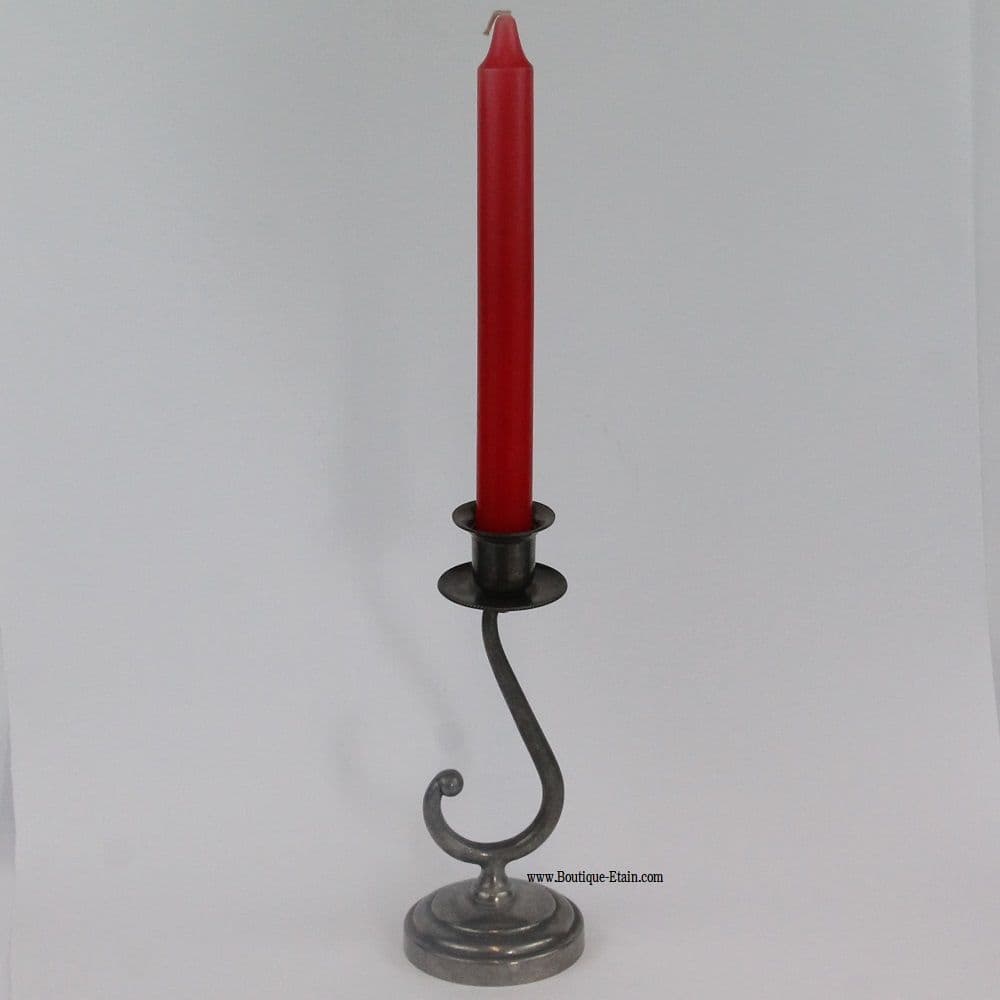 Bougeoir Gothique Vintage En étain – France – Années 50 – Style Médiéval