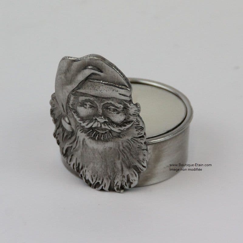 Bougeoir en étain décor père noël