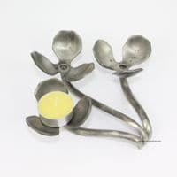 bougeoir original en étain pour 3 bougies