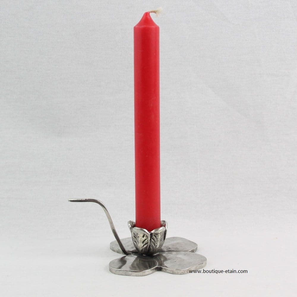 Bougeoir trèfle à quatre feuilles en étain