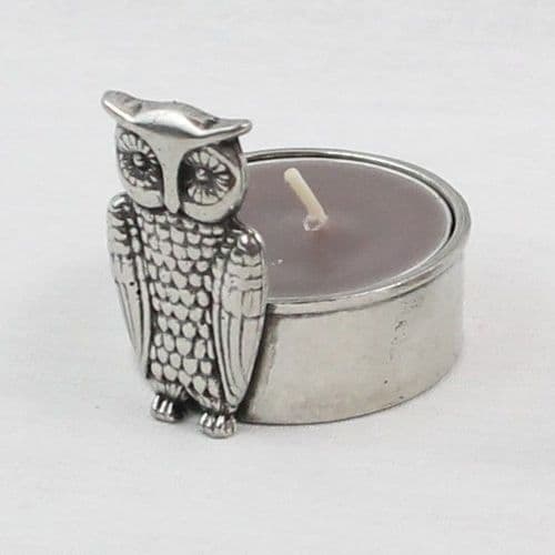 Bougie bougeoir en étain motif chouette - hibou
