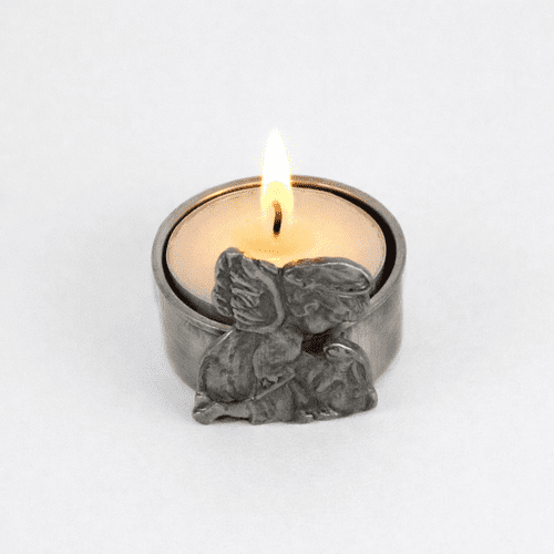 Bougie en étain ange et lapin