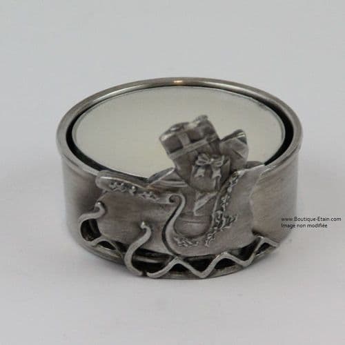 Bougie traîneau du père noël en étain