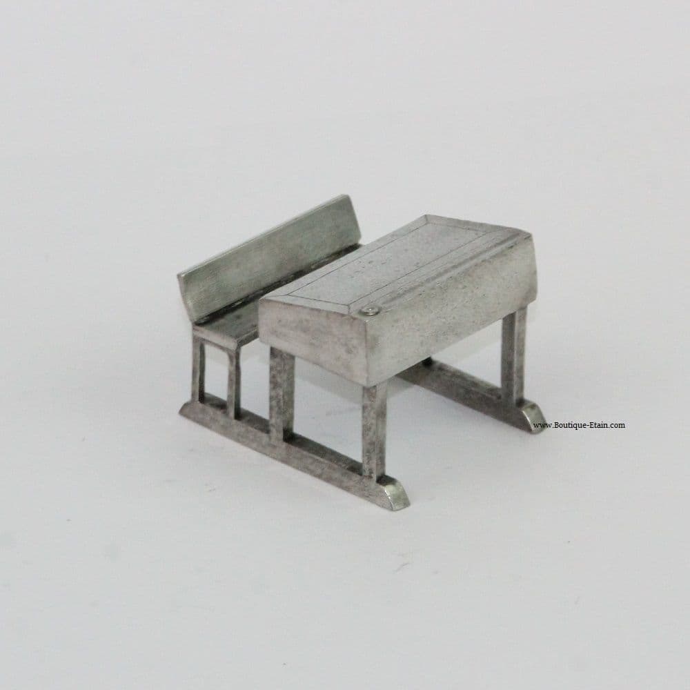 Bureau d'écolier pupitre miniature en étain