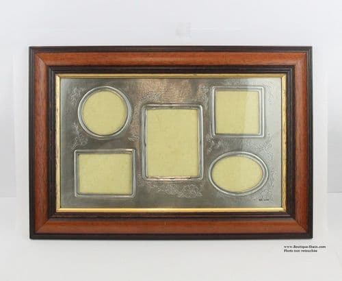 Cadre mural pèle-mèle 5 photos en étain 25x37cm