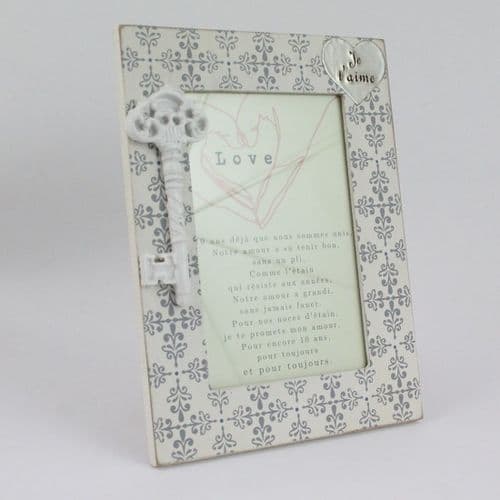 Cadre photo avec coeur en étain et carte