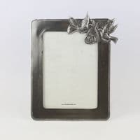 Cadre photo en étain décor couple de colombe Ht23cm