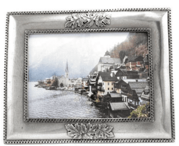 Cadre photo en étain décor feuille