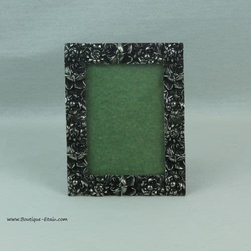 Cadre photo fleuri en étain Ht16cm