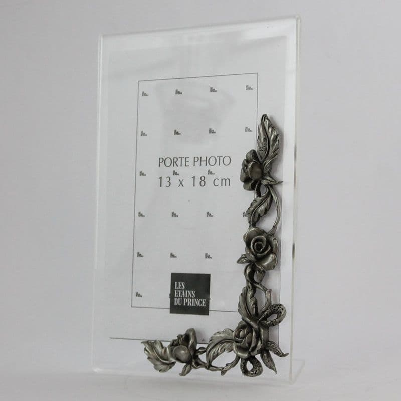 Cadre photo plexi  18 x 13 cm décor roses