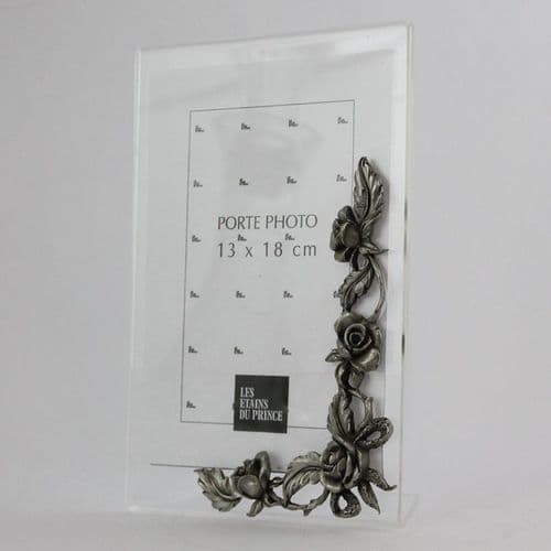 Cadre photo plexi  18 x 13 cm décor roses