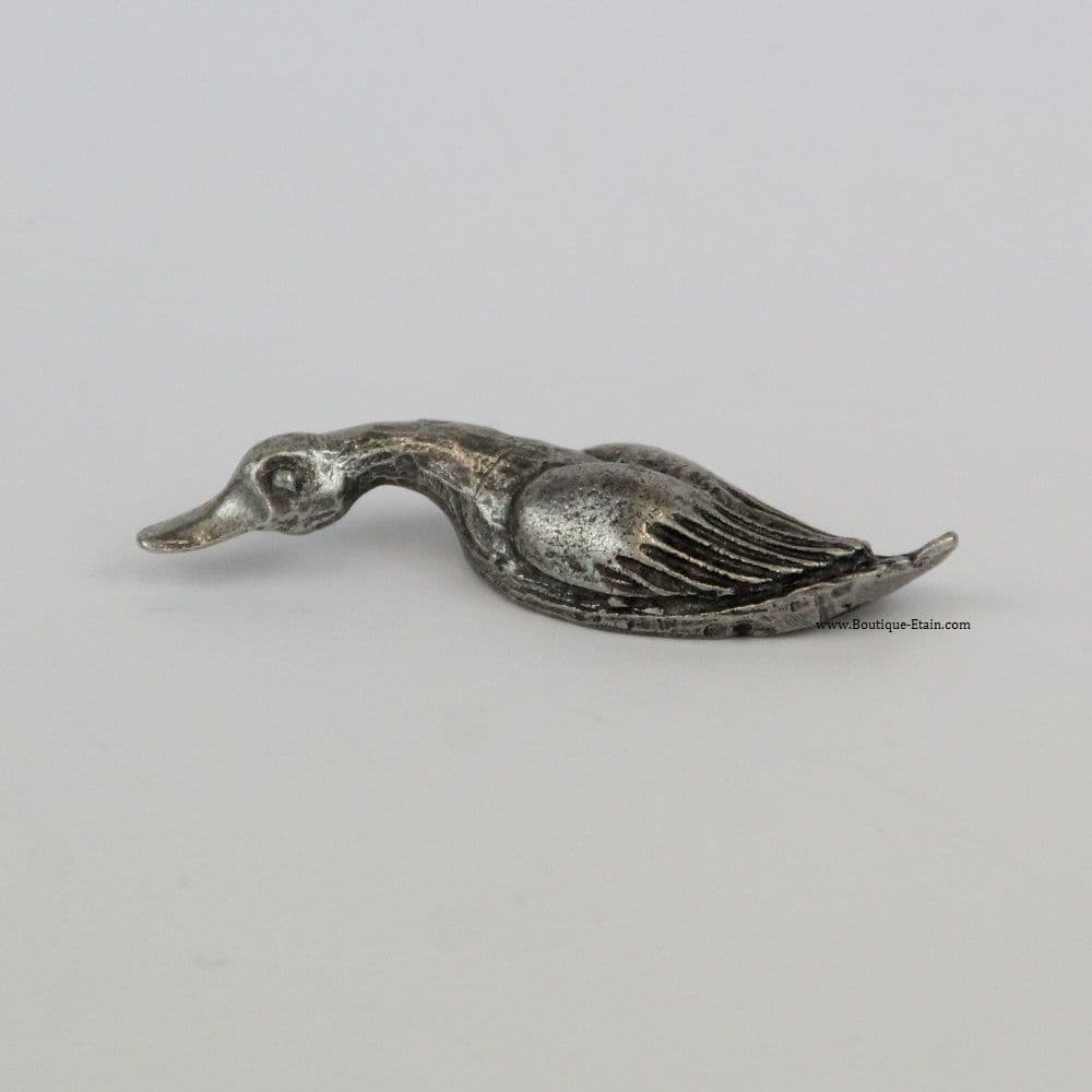 Tête De Canard En étain - Bouchon De Bouteille Ou Décoration - 3 Cm - Vintage 1920-1949