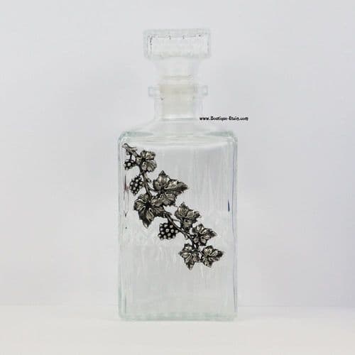 Carafe à Whisky en verre et étain motif vigne