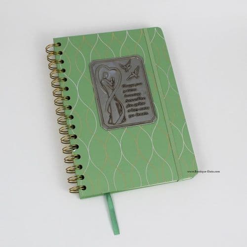 Carnet à spirale vert pour Noces d'étain
