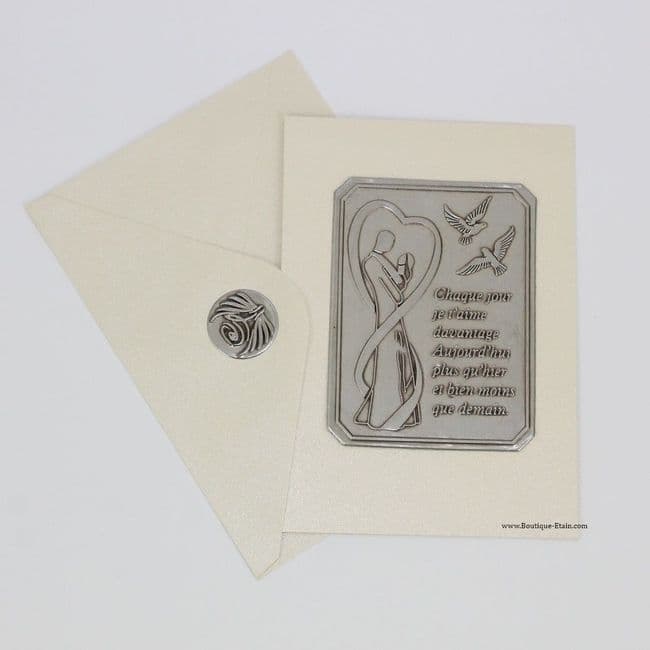 Carte irisée pour couple avec poème