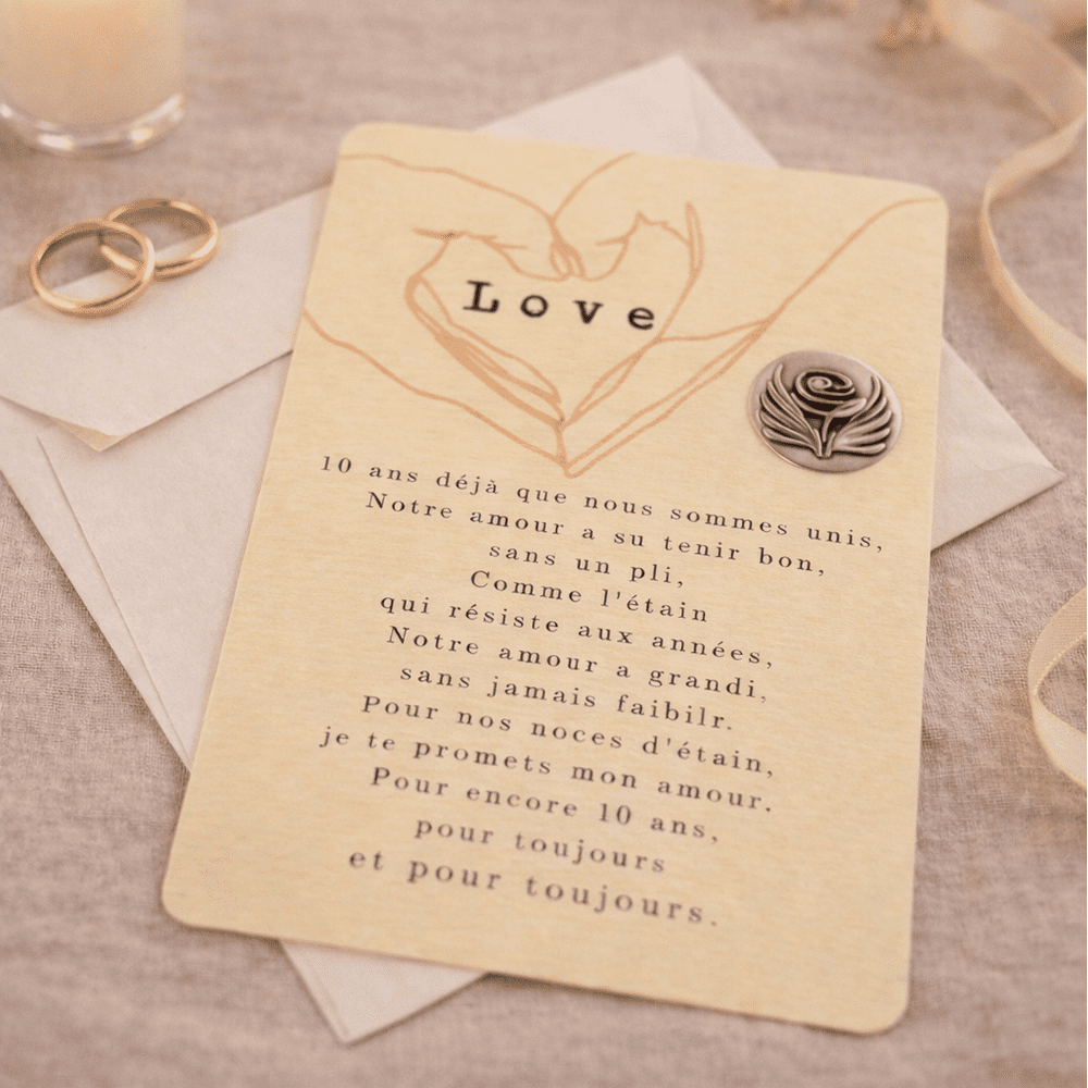 Carte LOVE pour Noces d'étain