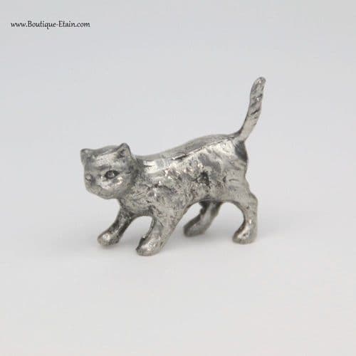 Chat en étain, figurine miniature