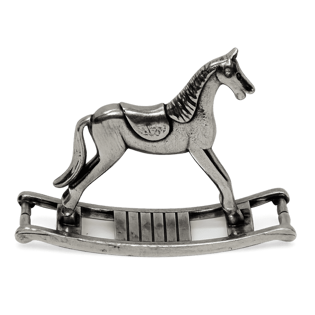 cheval à bascule miniature en étain