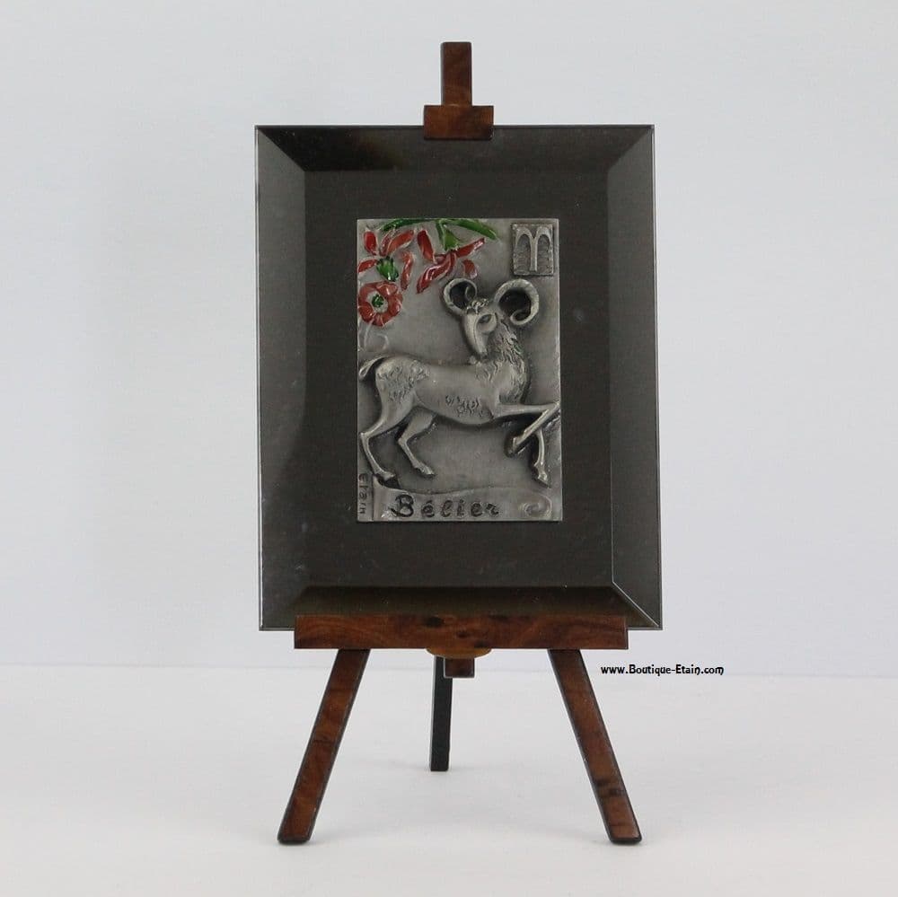 Chevalet astrologique Bélier en étain H:15cm