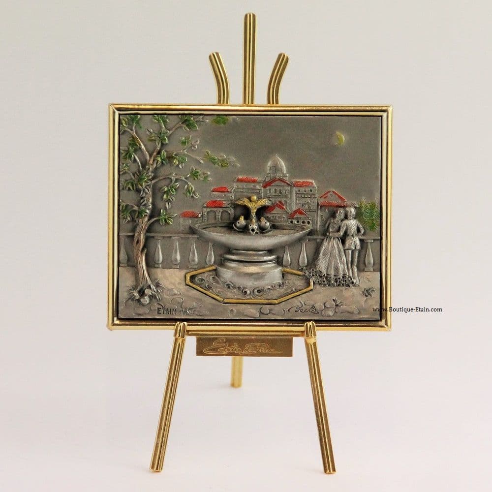 Chevalet  fontaine des amoureux en étain