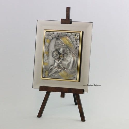 Chevalet miroir et étain mère et son enfant