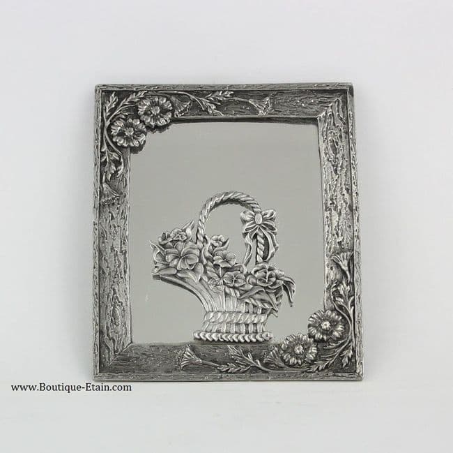 Chevalet panier fleuri en étain