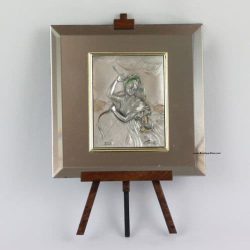 Chevalet étain sur miroir décor archère