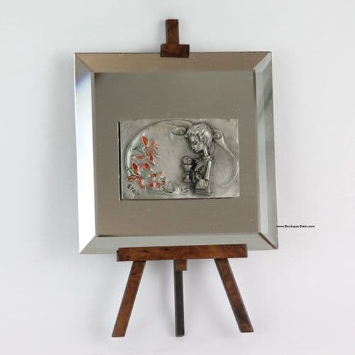 Chevalet étain sur miroir décor communion