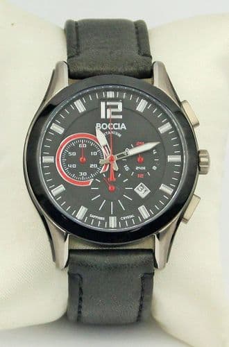 Chrono homme BOCCIA Titane et cuir 3771-01