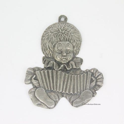 Clown accordéoniste à suspendre en étain – 11 cm