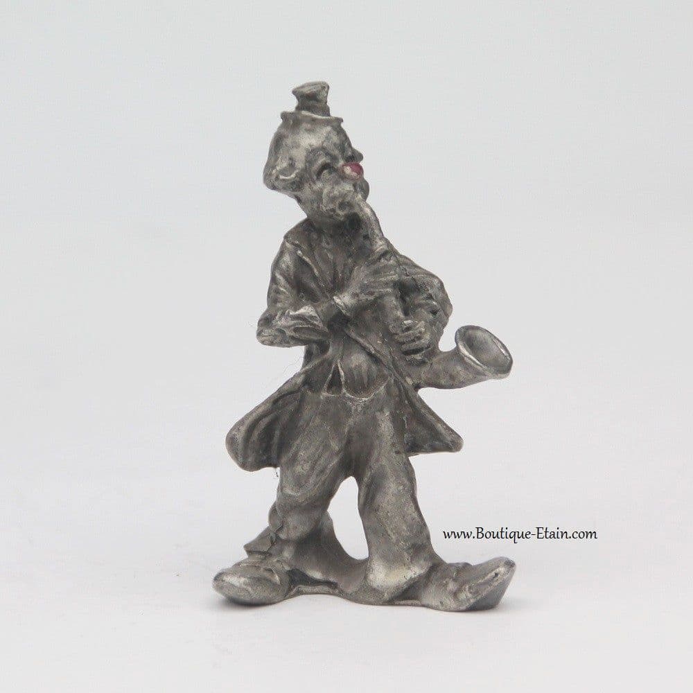 Clown à la trompette, miniature en étain
