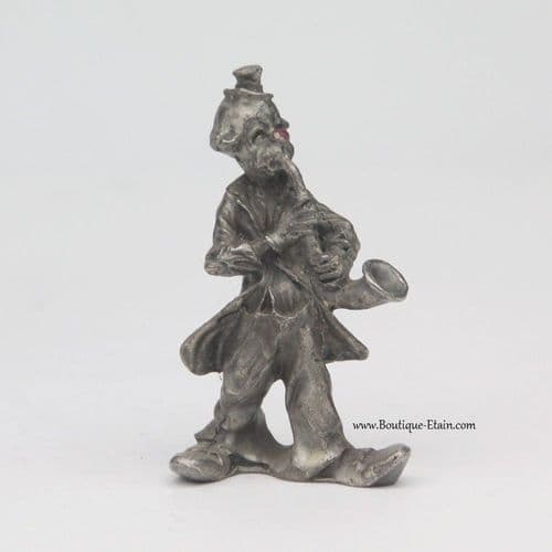 Clown à la trompette, miniature en étain