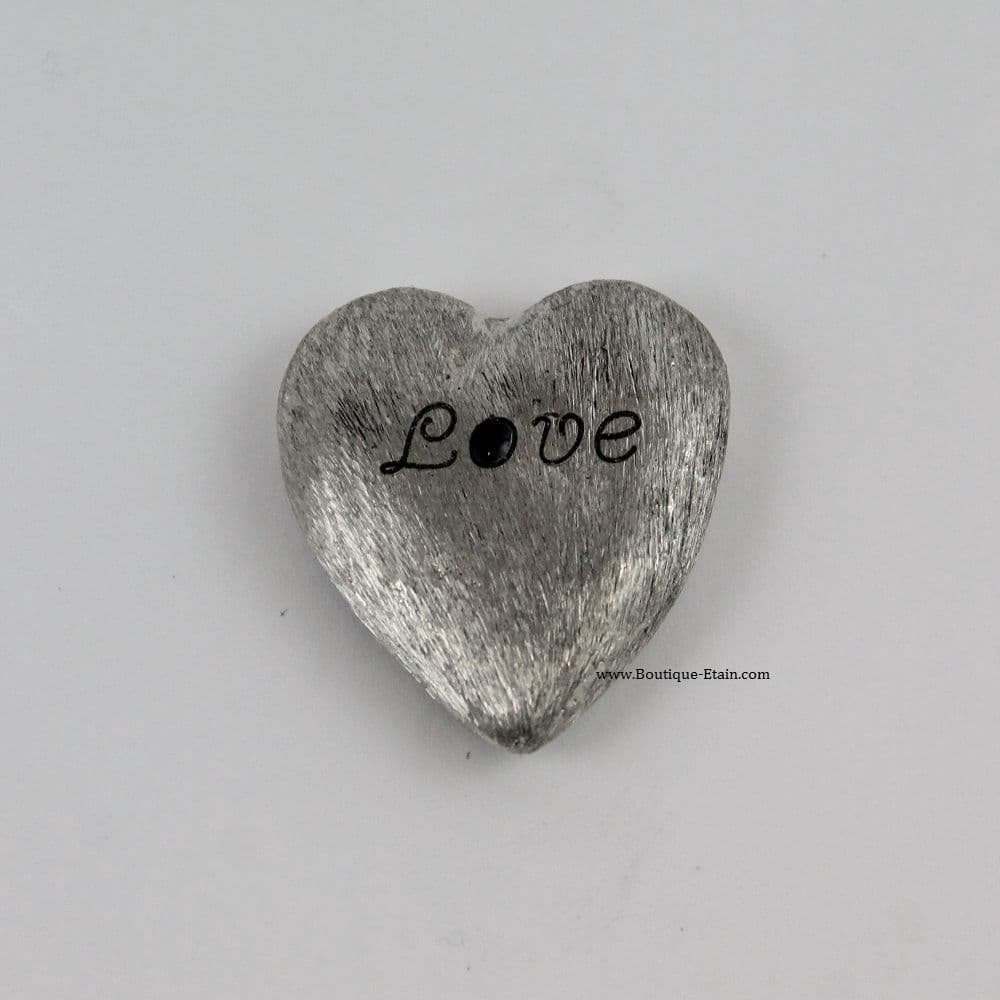 Coeur cœur porte bonheur en étain gravé "Love"