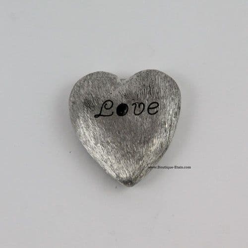 Coeur cœur porte bonheur en étain gravé "Love"