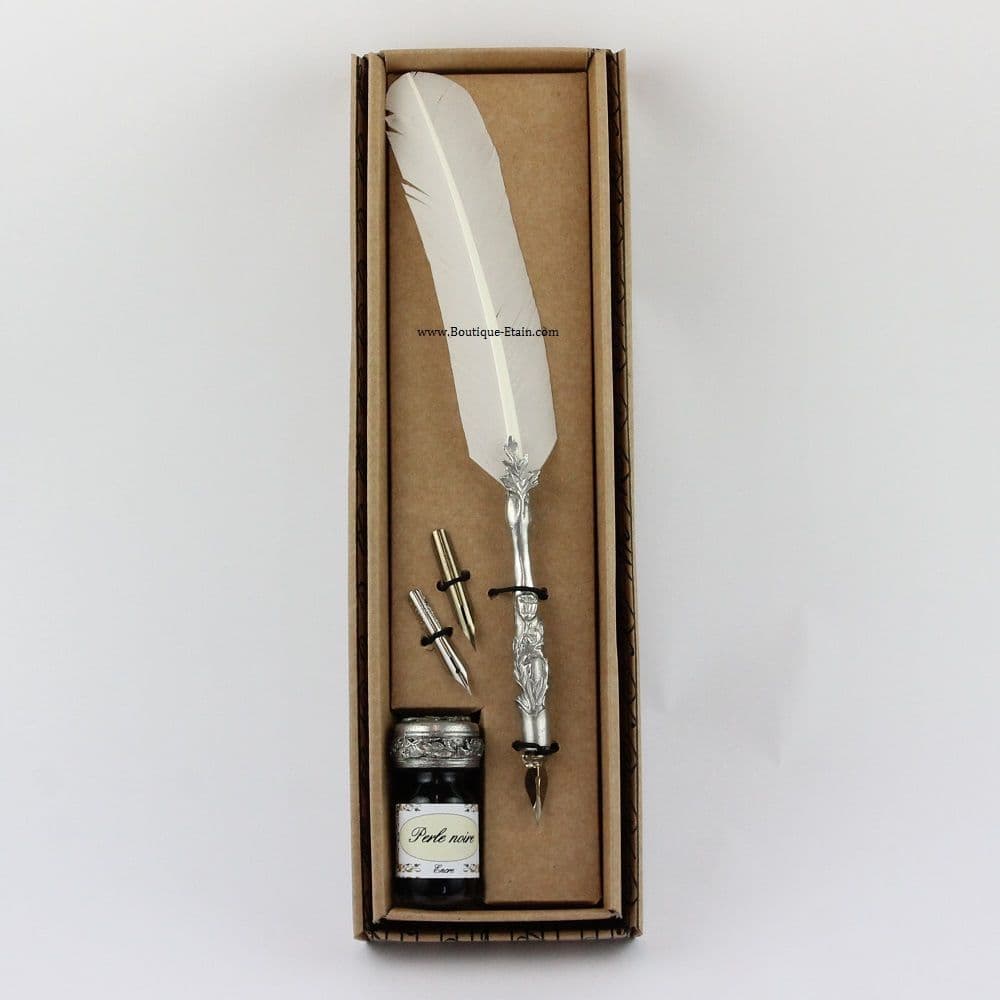 Coffret calligraphie en étain thème marguerite