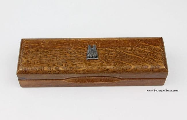 Coffret thermomètre cathédrale de Reims en étain