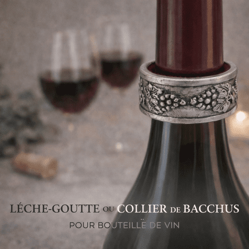 Collier de Bacchus, anti-goutte pour Bouteille de Vin décor vigne.