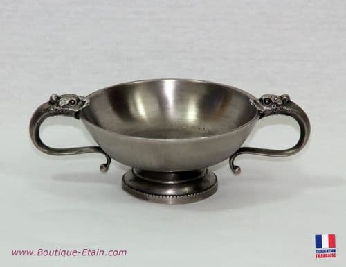 Coupe bourguignonne décor poissons , coupelle en étain