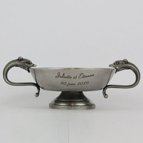 Coupe bourguignonne décor poissons , coupelle en étain