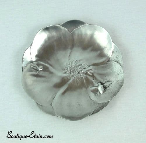 Coupe, coupelle fleur et abeille en étain